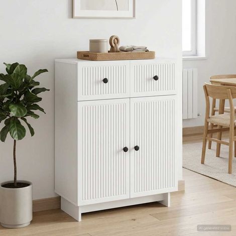 Buffet blanc vintage avec tiroir, 2 portes et 2 étagères en bois d'ingénierie 66 x 34,5 x 90 cm - PANGIVO (1/5)