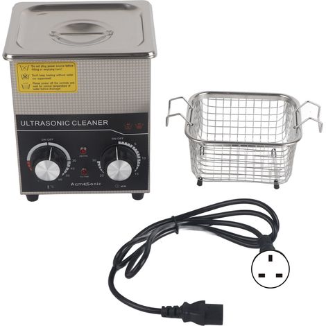 Nettoyeur ultrasonique 2L à bouton réglable, acier inoxydable, machine de nettoyage industrielle avec chauffage, prise UK 220V (1/5)