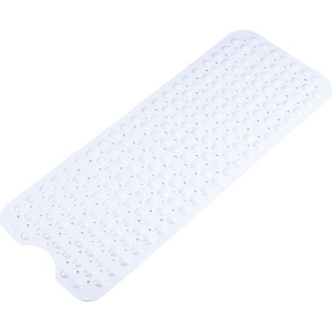Tapis antidérapant de douche 40x100 cm PVC bandes longues ventouses blanc salle de bain