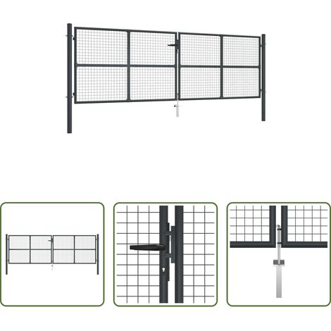 vidaXL Verzinkter Stahl -  Maschen-Gartentor verzinkter Stahl 400 x 125 cm Grau (1/5)
