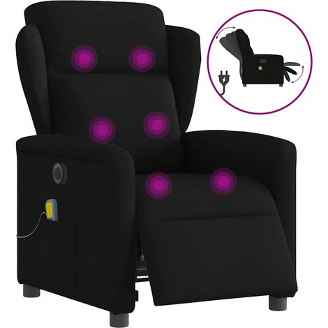 Sillón reclinable de masaje eléctrico tela negro vidaXL