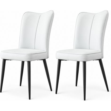 Set di 2 sedie da pranzo moderne grigio chiaro, 89 cm, PU e metallo nero (1/5)