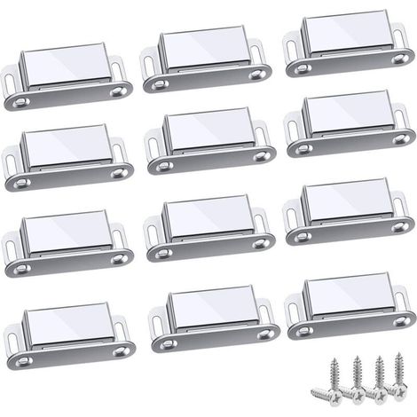 Loquet Magnetique, 12 Pièces Aimants loqueteaux magnétiques Placard Aimant Puissant Robuste Jusqu'à 6kg, Pour Tiroirs Porte de Douche Aimanté Armoire Placard, Cabinet, Meubles (45mm-12pc) (1/5)