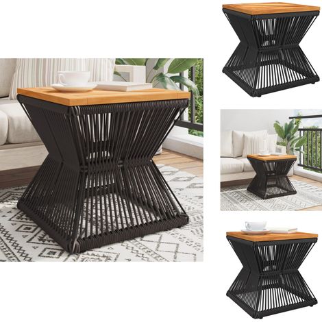 Table basse avec base en fil de fer noir bois d'acacia massif - Table Basse - Meuble De Jardin - Table D'appoint - Acacia Massif - Design Moderne (1/5)