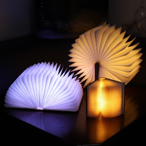 lampe livre pliable led tactile lampe ecran lumineux cadeau culturel creatif pour nouvel an et affaires couverture en bois de noyer noir trois couleurs de lumiere 14x11x2 5 cm (1/3)