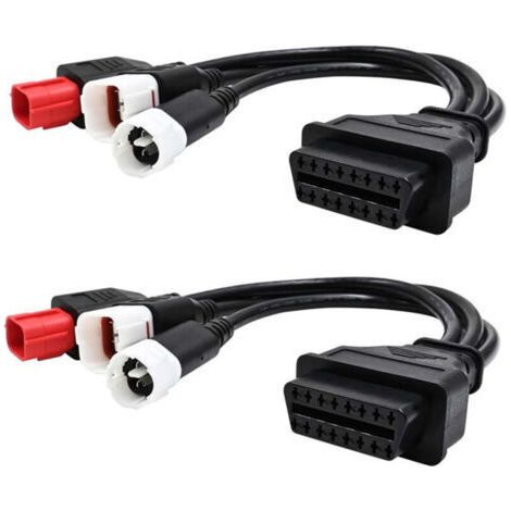 FENOPLASTICALot de 2 câbles adaptateur pour scanner de moto Plug and Play 3 broches 4 broches pour Yamaha 6 broches pour Honda vers 16 broches OBD 2 câble d'extension mâle vers femelle outil de diagno (1/4)
