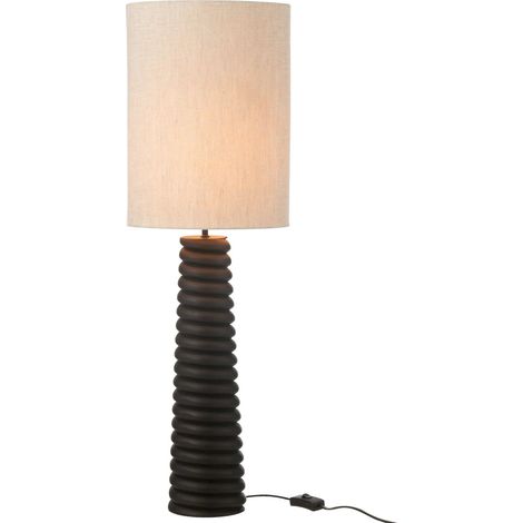 Lampe bois d'ailanthus finition filetée couleur noire élégante - Noir bois et beige naturel (1/3)
