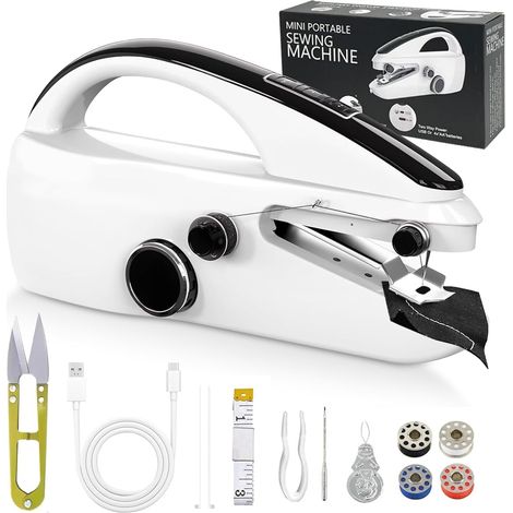 Mini Sewing Machine – Mini Machine à Coudre Portative à Main pour Débutants, Sans Fil, 2 Vitesses, Kit d’Accessoires Complet – Idéale pour Retouches Rapides, Voyages et Loisirs Créatifs (1/5)