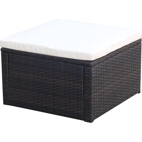 vidaXL Footstool Ottoman Poly Rattan 53x53x30 cm Brown