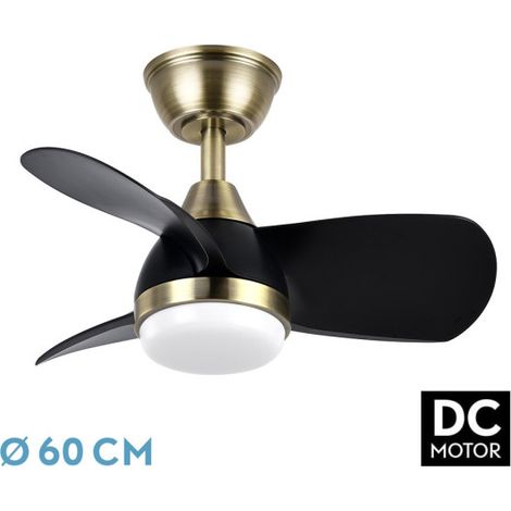 FABRILAMP Ventilator Dc 24w Pirdo Leder/Schwarz 3 Flügel 60d 2400lm 6 Geschwindigkeiten 3000-4500-6000k w/ Earthquake, Memory & Timer