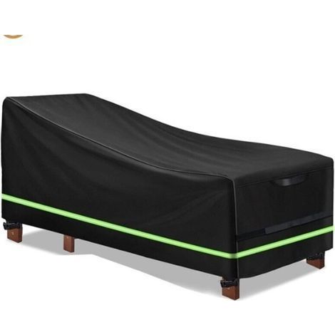 Housse de chaise longue en bois Oxford 420D, 65 x 95 x 155 cm, anti-poussière, protège du soleil, du vent, de la pluie, de la neige et d'autres éléments (noir) (1/5)