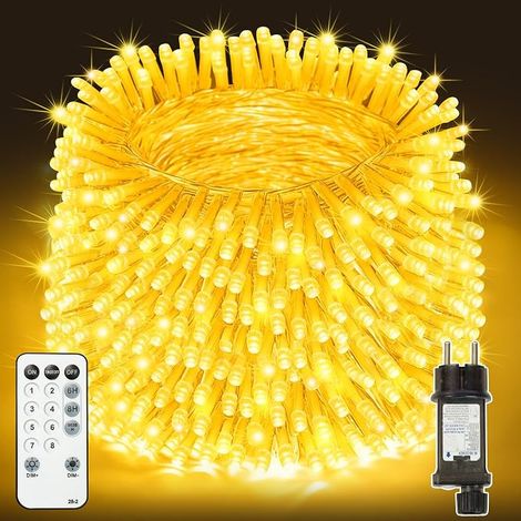 Guirlande Lumineuse Sapin de Noel - 50m 500 LED Guirlande Lumineuse Exterieure, avec 8 Modes/Minuterie/Télécommande/étanche IP44, pour Intérieur/Chambre/Fête/Maison Decoration(Blanc Chaud (1/5)