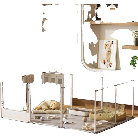 Parque para mascotas, uso multiusos, materiales duraderos, color blanco. (1/2)