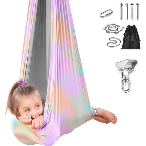 Hamaca giratoria de 360°, hamaca infantil, columpio para interior y exterior, apta para niños, 280 x 150 cm. (1/5)
