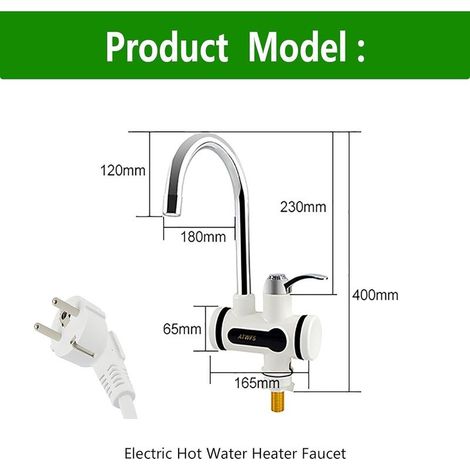 220V Electric Faucet with Water Heater LED Temperature Display 3000W Tankless Water Heater for Kitchen Bathroom Instant Hot Water (Low High) (1/5)