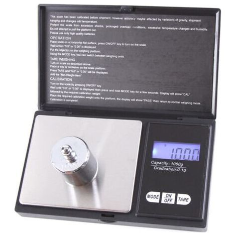 Digital Scale, Backlit LCD Display, Accurate Measuring, Electronic, Kitchen, Jewelry, 1000g/0.1g (1/5)