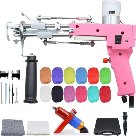 Pistola per tufting, funzionalità 2 in 1, velocità regolabile, rosa (1/2)