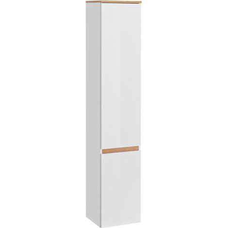 Colonna bagno ASKA 176 cm bianco lucido – Mobile sospeso con vani contenitore