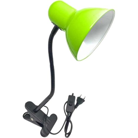 Lampada da Tavolo in Metallo con Braccio flessibile Testa Girevole e pinza Attacco E27 Ideale per Scrivania lettura studio - Colore: Verde