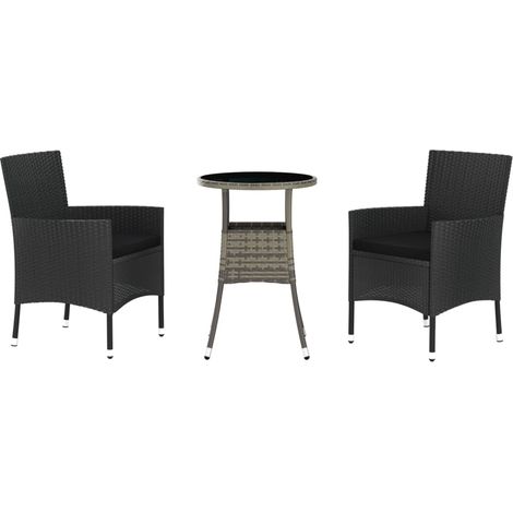 Maison Exclusive - 3-tlg. Garten-Bistro-Set mit Kissen Schwarz Po (1/5)