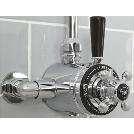 Milano Elizabeth Dual Exposed Thermostatic Mixer Shower Valve - Chrome & Black