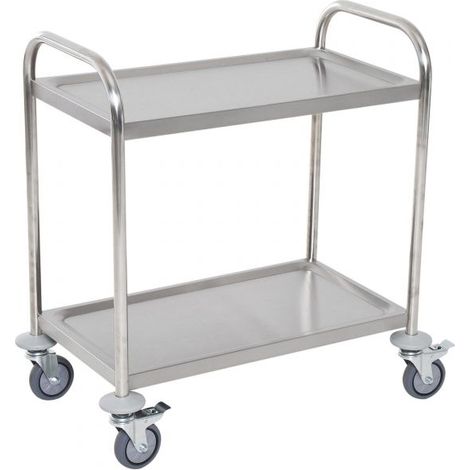 EASYCOMFORT Carrello da Cucina 2 Ripiani con Ruote in Acciaio Inox 71x41x81cm, Argento