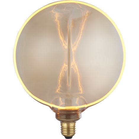 DECORATIVE LAMP - Ampoule LED XL Filament circulaire deco Verre ambré effet flacon, flasque E27 1800k 190lm 4W (1/4)