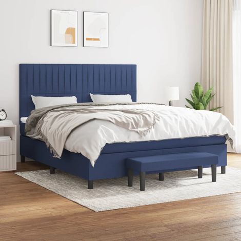Lit adulte Contemporain Lit à sommier tapissier avec matelas Bleu 160x200 cm Tissu 64357 (1/5)