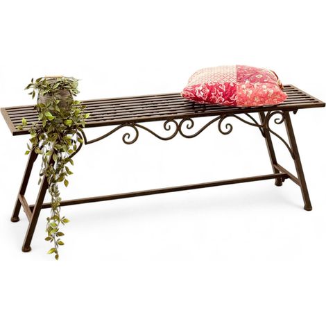 Gartenbank Wetterfest Metall 120 cm 2-Sitzer Sitzbank mit Ornamenten "Cucciu XL" Robuste Eisenbank im Antik-Design Ideal für Garten, Terrasse & Balkon (1/5)