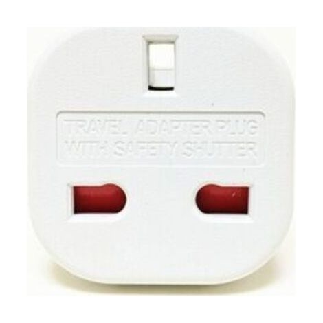 Adaptador de viaje – Enchufe británico de 3 clavijas, blanco – Enchufe estándar británico a enchufe estándar estadounidense (1/5)