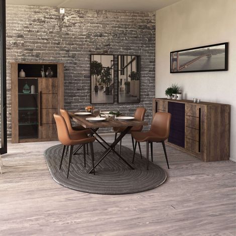 Pack Muebles Estilo Industrial De Salón Mónaco Color Roble Oscuro y Negro (1/5)