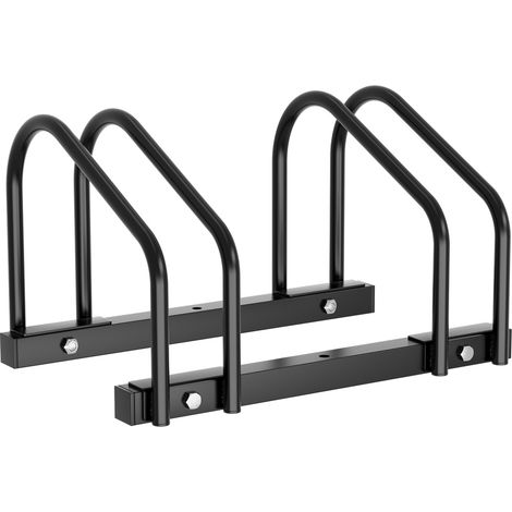 Randaco Portabici per 2 bici, 41x32x26cm, Portabici in acciaio zincato, fissaggio a pavimento/parete, per pneumatici con larghezza da 3,5 a 5,5 cm, nero (1/3)