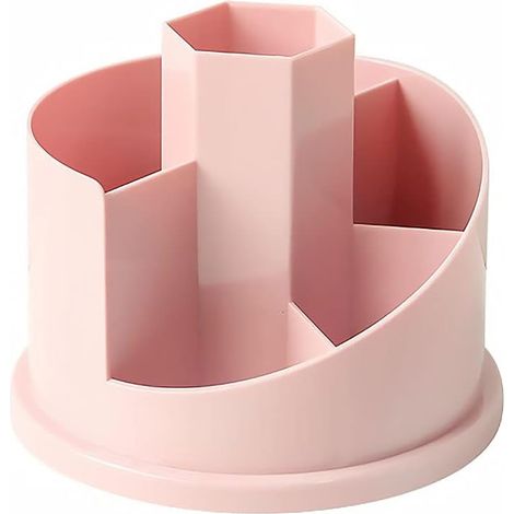 Pot à Crayons Rotatif à 360° , Pot Pinceau Maquillage, Organisateur de Bureau, Porte-papeterie, Organisateur Maquillage,14.714.711.8CM (Rose) (1/2)