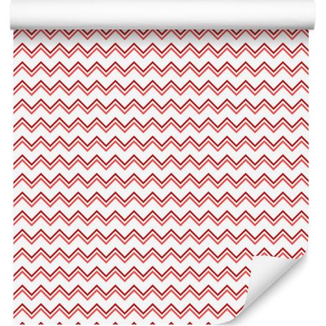 Papier peint à motifs zigzag blancs et corail pour salon et chambre 50x1000 cm (1/5)