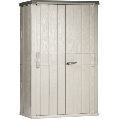 Casetta da giardino con 2 ante in resina effetto legno 1670 litri colore grigio talpa e antracite scuro Toomax