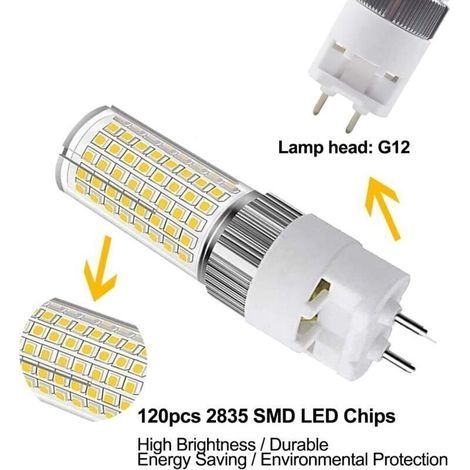 Ampoule LED G12 16 W Blanc Chaud 3000 K 1600 Lm Équivalent 150 W Bi-Pin Maïs pour Plafonnier, Garage, Extérieur et Entrepôt (1/5)