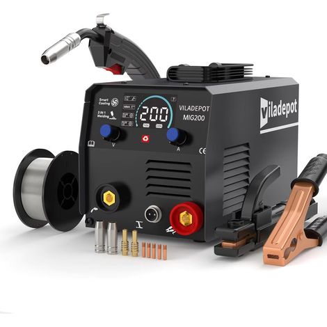 MIG200 3-in-1 MIG MMA Lift TIG Gasless Welder – Semi-Automatic Welder with Flux-Cored Wire for DIY Metalworking (1/5)