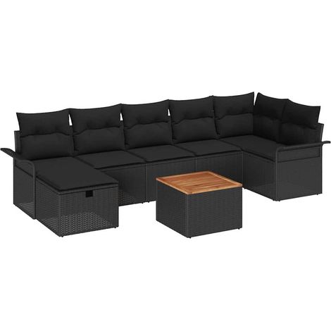 Garden Sofa Set 8 pcs Black Poly Rattan vidaXL (1/5)