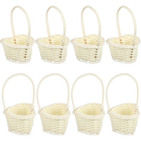 10 Pièces Panier Tressé avec Poignée, Plastique Décoratif (1/5)
