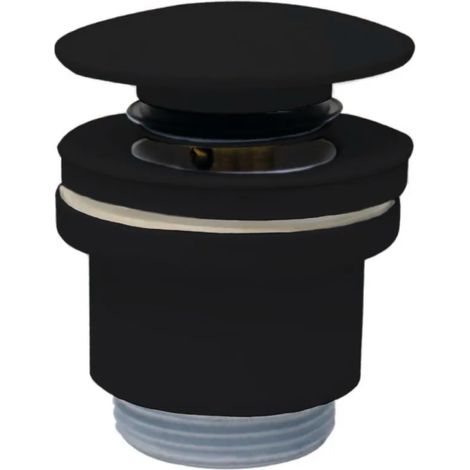 PILETTA CLICK CLACK IN OTTONE NERO CON TAPPO IN CERAMICA NERO OPACO E VITE CENTRALE 11/4   Idroweb