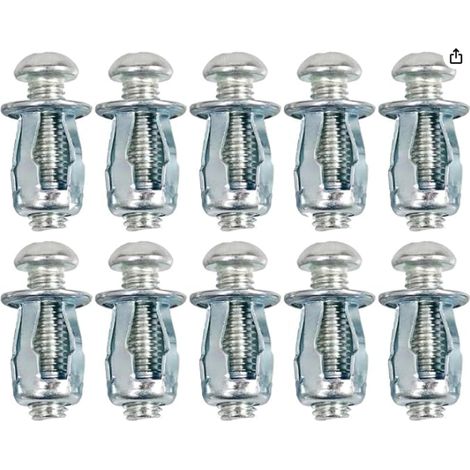 Lot de 10 ancrages creux en métal creux M6 extra courts pour porte de 0 à 5 mm, tôle d'aluminium, tôle de fer, planche de bois (25 mm) (1/5)