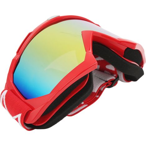 Verstellbare Motorradbrille aus Polycarbonat-Schwamm, Schutzbrille, Motorradzubehör für Offroad-Fahrten, roter Rahmen, rote Gläser (1/5)