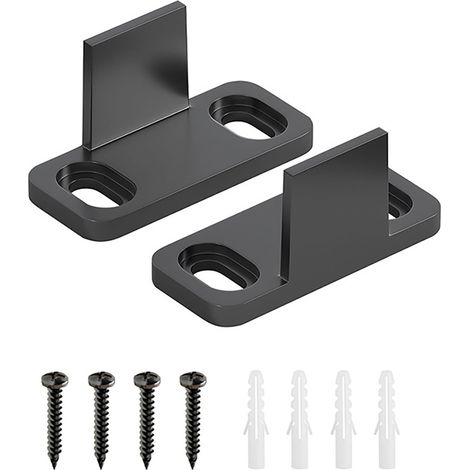 Schwarze Schiebetürschienen für Scheunentore, Kunststoff-Schiebetürschienen, Befestigungsmaterial, 4-teiliges Set (1/5)