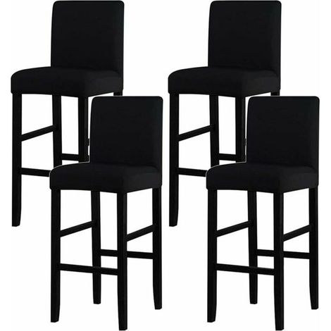 royaluxe -Tabourets Hauts Housse de Chaise de Bar Couverture de Chaise de Pub Amovible et élastique,Noir 4 Pièces