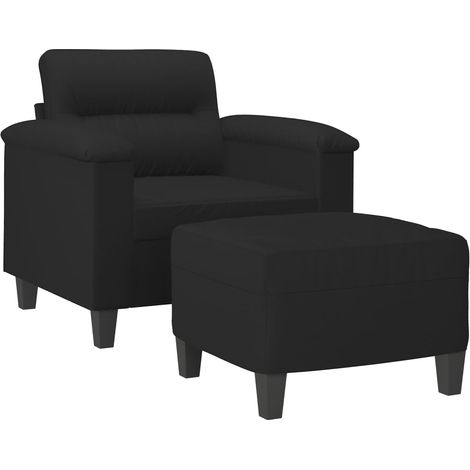 Sessel mit Hocker Schwarz 60 cm Mikrofasergewebe vidaXL (1/4)