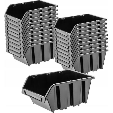 KADAX Stapelbox aus PP Kunststoff, 490 x 298 mm, Schwarz, 20 Stück