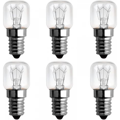 Ampoule Four 15W 300 Degres E14 Dimmable, AC220V-240V, Ampoule Incandescence E14 T22, 85LM Blanc Chaud 2300K, E14 Petit Culot à Vis Pygmy Lamps Pour Micro-ondes, Four, Lampe à sel, 6 Unité (1/5)