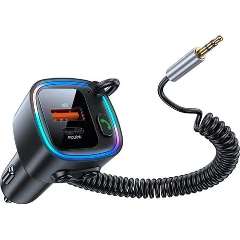 Transmetteur FM Bluetooth, 5.4 Adaptateur Bluetooth Voiture avec PD 30W & QC 12W, Mains Libres, Adaptateur Kit Émetteur, Jack 3.5mm, Support Carte SD & Clé USB (1/5)