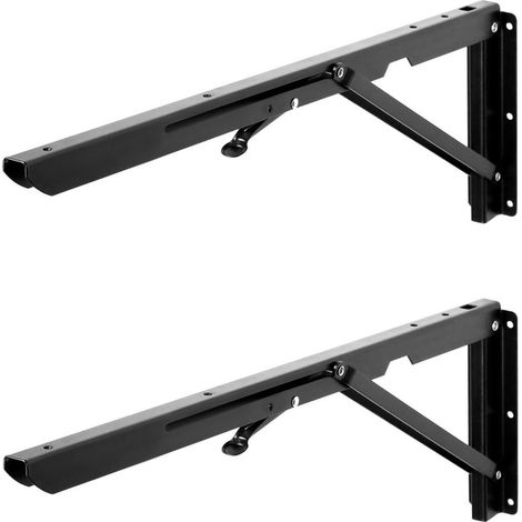 2 Équerres pliantes en fer massif 500 mm pour table murale pliante et étagère murale, charge maximale 100 kg (1/5)