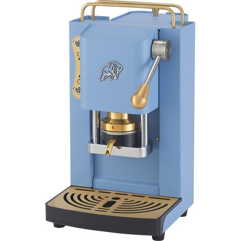 FABER COFFEE MACHINES 3.0 Pro Essential  Cafetera ESE 44 mm compacta con bidón de cristal, soporte para cápsulas extraíble y prensa ajustable de latón (turquesa, latón)